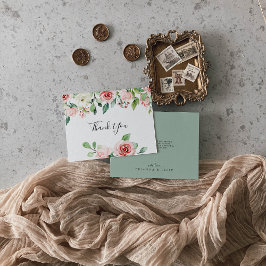 Elegante dainty Herbst Floral Flat Wedding Dankeskarte