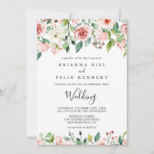 Elegante dainty Herbst Floral Front & Back Wedding Einladung (Vorderseite)