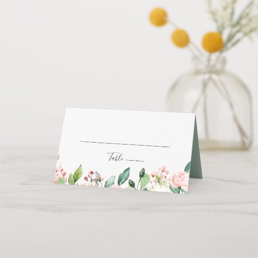 Elegante Dainty Herbst Floral Wedding Platzkarte (Vorderseite)