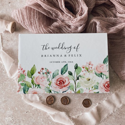 Elegante dainty Herbstblütenhochzeit Gästebuch