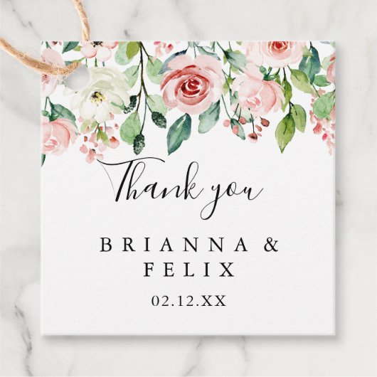 Elegante dainty Herbstblütenhochzeit Geschenkanhänger (Vorderseite)