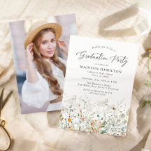 Elegante Dainty Wildblumen Foto Graduation Party
