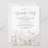 Elegante Dainty Wildblumen Graduation Party Einladung (Vorderseite)