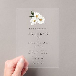 Elegante Daisy-Aquarell-Minimalist-Hochzeit Acryleinladungen