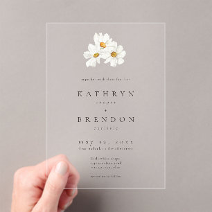 Elegante Daisy-Aquarell-Minimalist-Hochzeit Acryleinladungen