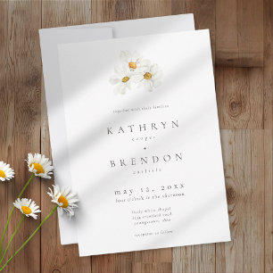 Elegante Daisy-Aquarell-Minimalist-Hochzeit Einladung