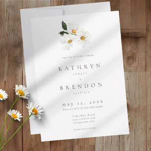 Elegante Daisy-Aquarell-Minimalist-Hochzeit Einladung