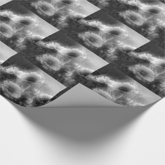 Elegante Daisy-Blume in Schwarz und Weiß Geschenkpapier (Ecke)