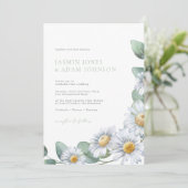 Elegante Daisy-Eukalyptus-Monogramm-Hochzeit Einladung (Stehend Vorderseite)