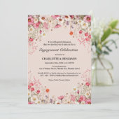 Elegante Daisy Floral Spring Engagement Party Einladung (Stehend Vorderseite)