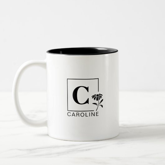 Elegante Daisy Monogram Tasse - Personalisiert Kee (Links)
