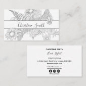 Elegante Daisy Schwarz-Weiß-Blume Visitenkarte (Vorne/Hinten)