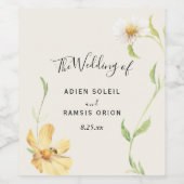 Elegante Daisy Wedding Wine Label Weinetikett (Einzelnes Label)