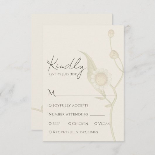 Elegante Daisy Wildblume UAWG Response Card RSVP Karte (Vorne/Hinten)