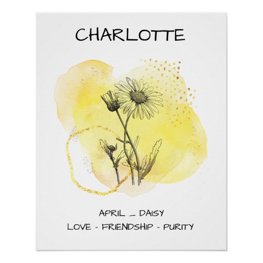 Elegante Daisy Yellow Single Schwarzer  Poster (Vorderseite)