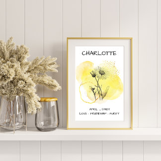 Elegante Daisy Yellow Single Schwarzer  Poster