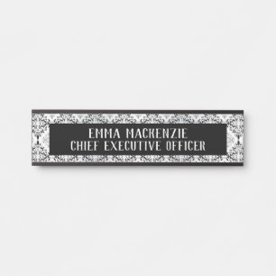 Elegante Damask Art Deco Namensplatte - Türschild
