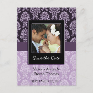 Elegante Damask Benutzerdefinierte Save the Date P Ankündigungspostkarte