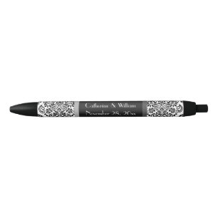 Elegante Damask Black Pattern Wedding Bride Groom Kugelschreiber