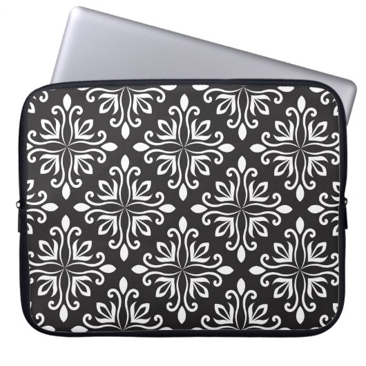 Elegante Damask: Blumenmuseum Laptopschutzhülle (Vorderseite)
