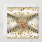 Elegante Damask Caramel Cream Beige Gold Einladung (Vorderseite)
