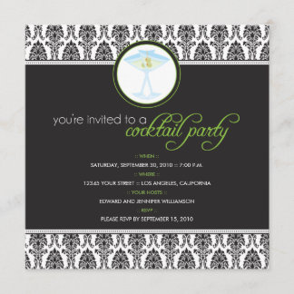Elegante Damask Cocktail Party Einladung (Limon)