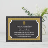 Elegante Damask Dinner Party Einladung (Gold) (Stehend Vorderseite)