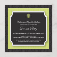 Elegante Damask Dinner Party Einladung (Limon)