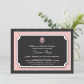 Elegante Damask Dinner Party Einladung (pink) (Stehend Vorderseite)