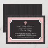 Elegante Damask Dinner Party Einladung (pink) (Vorne/Hinten)