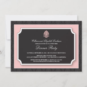 Elegante Damask Dinner Party Einladung (pink)