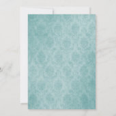 Elegante Damask Drei Fotosammlungen | Aquamarin Save The Date (Rückseite)