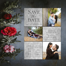 Elegante Damask Drei Fotosammlungen | Grau Save The Date