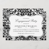 Elegante Damask Engagement Party Einladung (Vorne/Hinten)