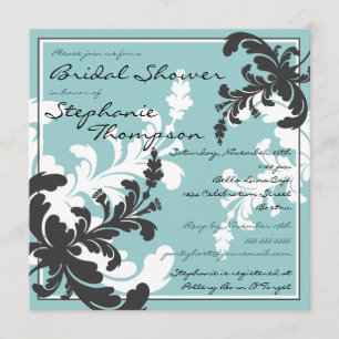 Elegante Damask Floral Bridal Dusche Einladung