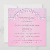 Elegante Damask Floral Swirl Pink Babydusche Einladung (Rückseite)