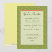 Elegante Damask Formal Hochzeit Einladung:Olivegrü Einladung (Vorne/Hinten)