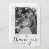 Elegante Damask Foto Black & White Dankeschön Card Einladung (Vorne/Hinten)