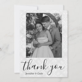 Elegante Damask Foto Black & White Dankeschön Card Einladung