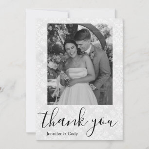 Elegante Damask Foto Black & White Dankeschön Card Einladung