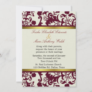 Elegante Damask Hochzeit Einladung