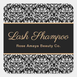 Elegante Damask Lash Wellness-Center Beauty Produc Quadratischer Aufkleber