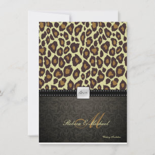 Elegante Damask Leopard Hochzeit Einladung