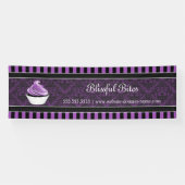Elegante Damask Lila Cupcake Bäckerei Banner (Horizontal)