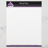 Elegante Damask Lila Cupcake Bäckerei Flyer (Hinten)