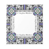 Elegante Damask Lila und Aqua Individuelle Name Notizblock (Vorderseite)