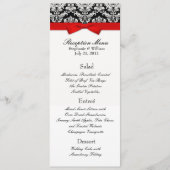 Elegante Damask mit Red Bow Empfang Menu Menükarte (Vorderseite)