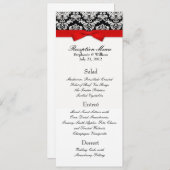 Elegante Damask mit Red Bow Empfang Menu Menükarte (Vorne/Hinten)