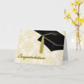 Elegante Damask & Mortarboard Abschluss Card Karte (Gelbe Blume)
