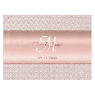Elegante Damask Rose Gold Monogram Wedding Tischdecke